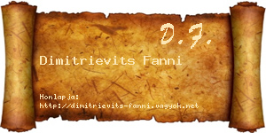 Dimitrievits Fanni névjegykártya